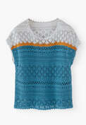 Crochet stitch sweater, Cerulean ochre, webstill