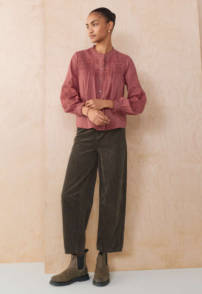 Horseshoe cord trouser, Khaki charcoal, completeTheLook