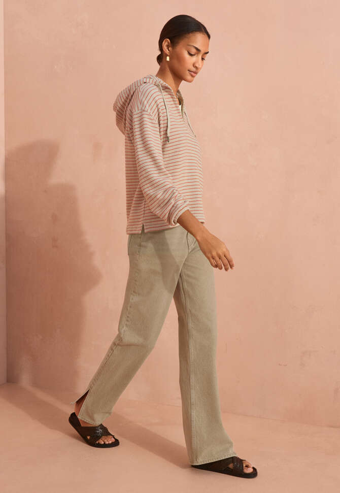 Textured striped hoodie, Parchment peach, completeTheLook