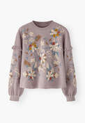 Embroidered sweatshirt, Grey lavender, webstill