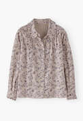 Printed pleated cord blouse, Grey pearl, webstill