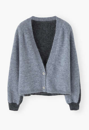 V-neck cardigan, Blue slate, webstill