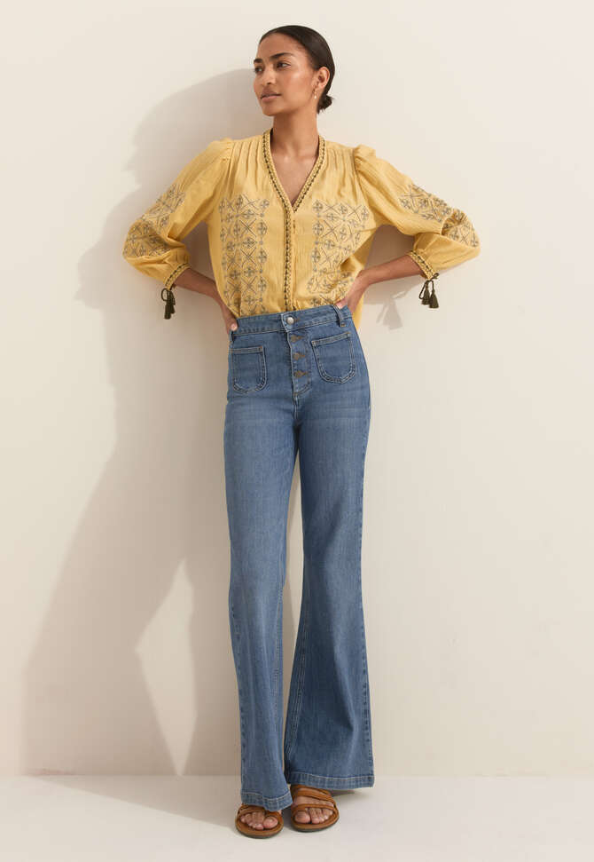 Embroidered blouse, Warm yellow, completeTheLook