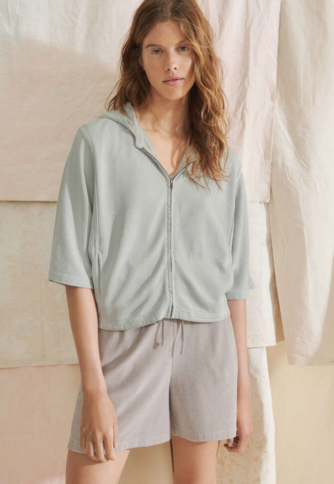 Towelling shorts, Stone, completeTheLook