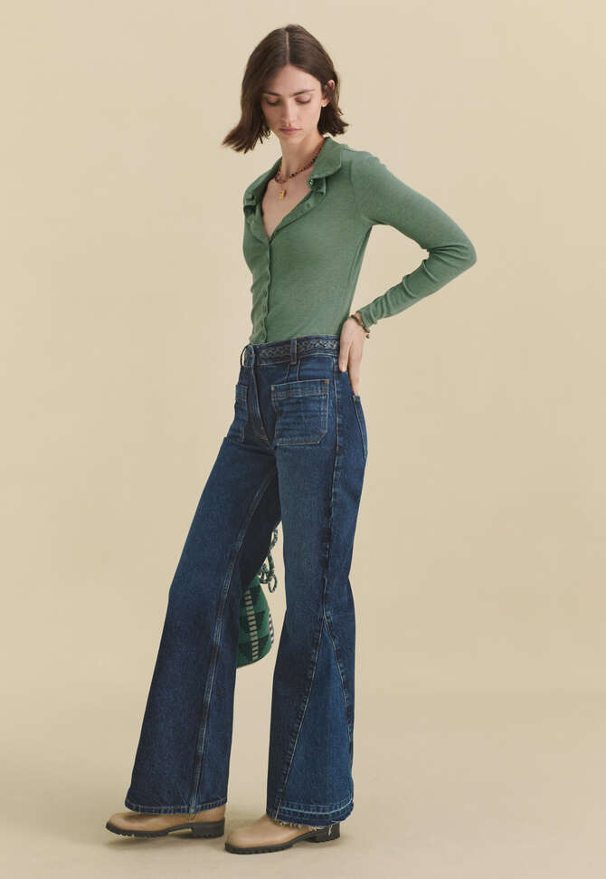 Mixed wash flare jeans, Dark mid vintage, completeTheLook