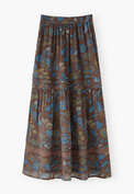 Tiered printed skirt, Chocolate cobalt, webstill