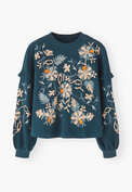 Embroidered sweatshirt, Dark petrol, webstill