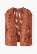 Crochet-stitch waistcoat, Terracotta, webstill