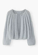 Hand-knit cardigan, Chalk blue, webstill