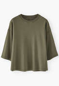 Drop-shoulder top, Moss green, webstill