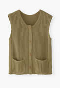 Sleeveless cardigan, Khaki olive, webstill