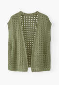 Crochet-stitch waistcoat, Soft sage, webstill