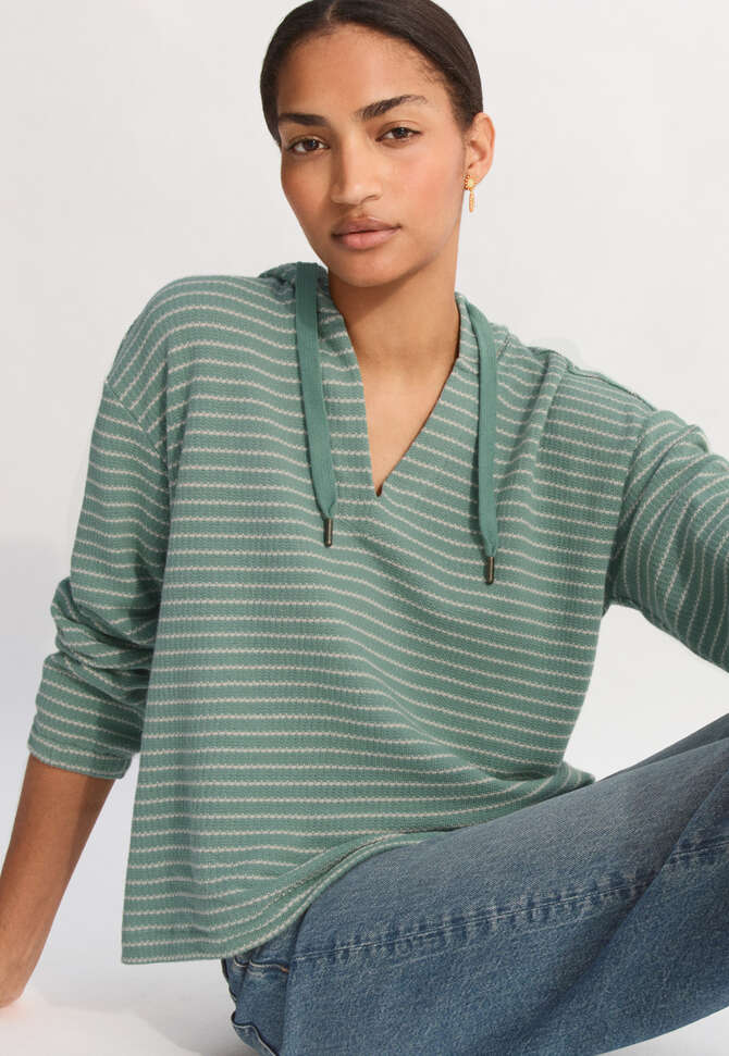 Textured striped hoodie, Seafoam chalk, completeTheLook