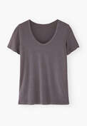 Scoop-neck T-shirt, Dark grey mauve, webstill