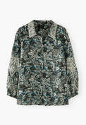 Printed cutwork blouse, Charcoal azure, webstill