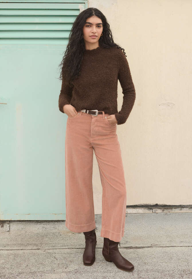 Wide-leg cord trousers, Shell pink, completeTheLook