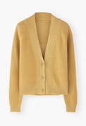 V-neck raglan cardigan, Butter yellow, webstill