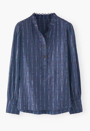 Half-placket blouse, Cornflower plum, webstill