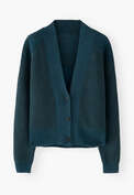 V-neck raglan cardigan, Petrol, webstill