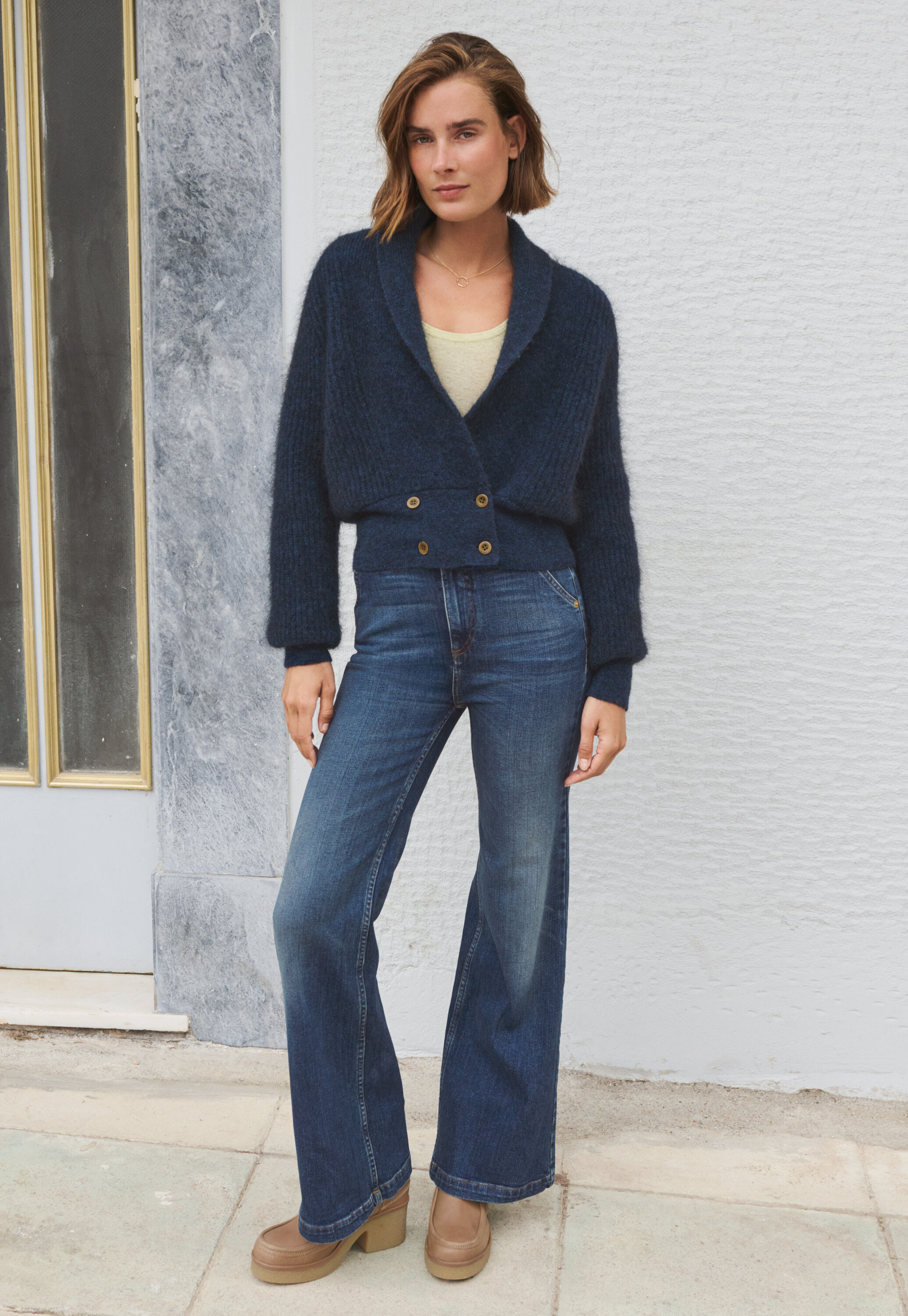 Lace-stitch sweater