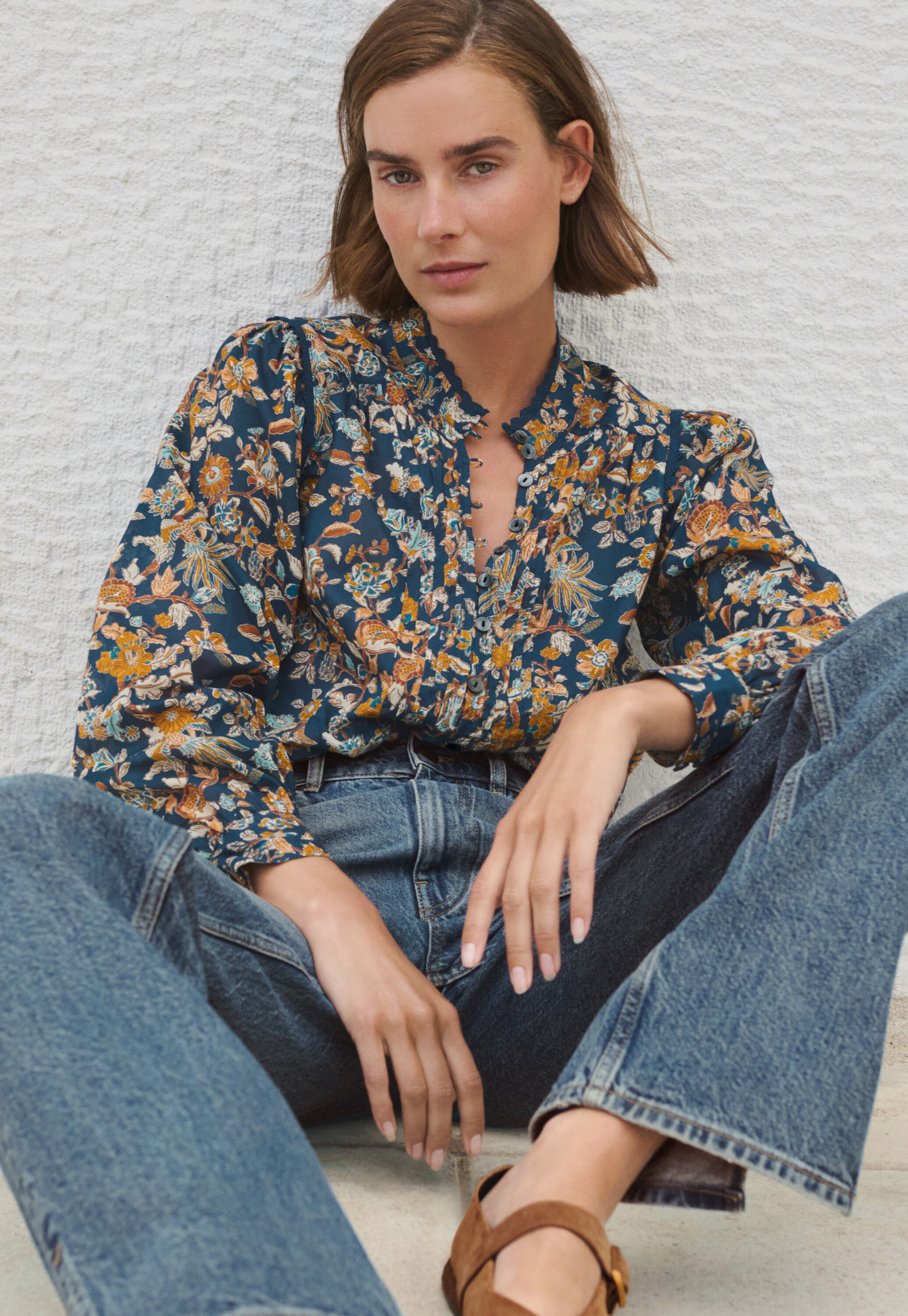 Lace-stitch sweater