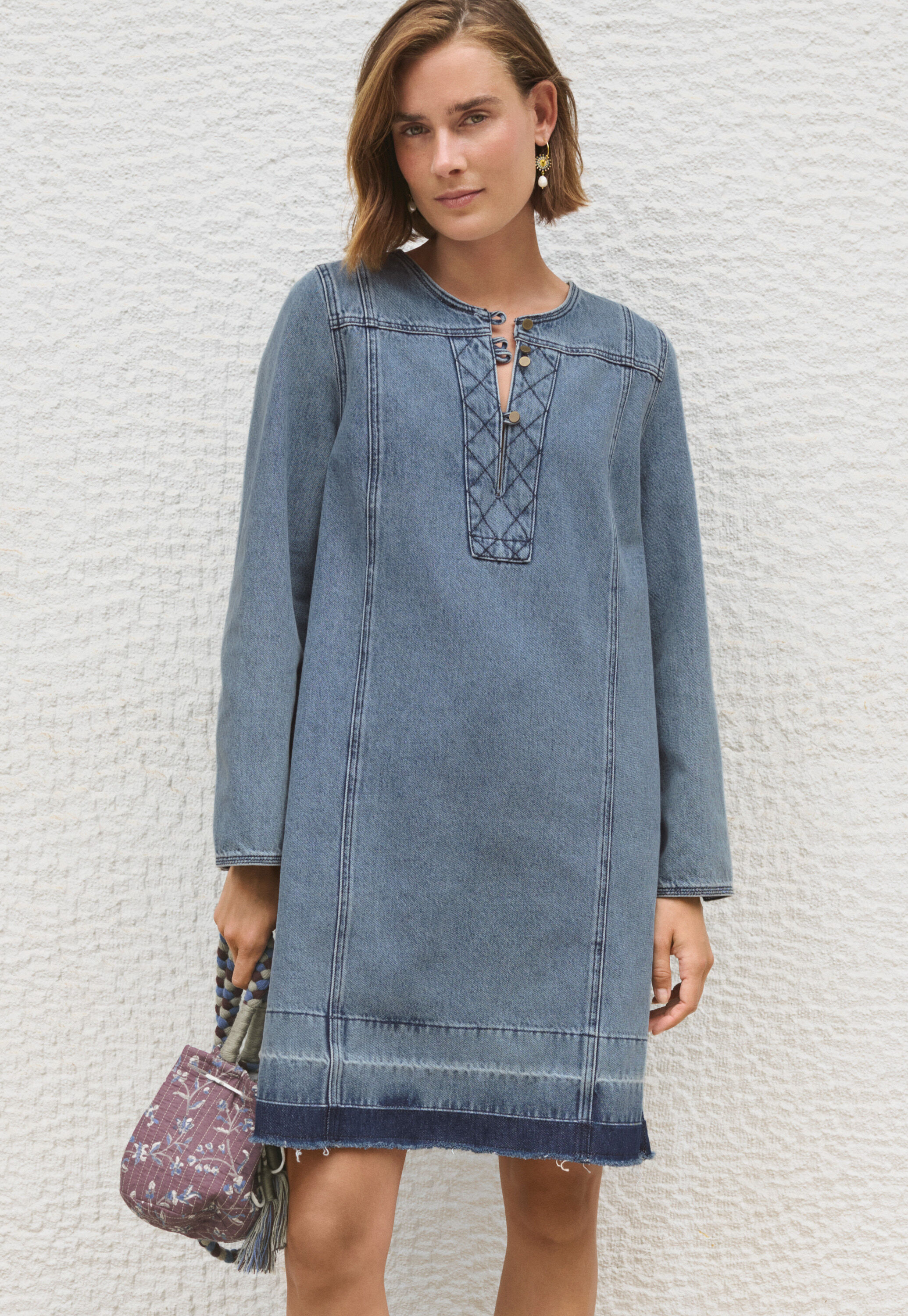 Lace-stitch sweater