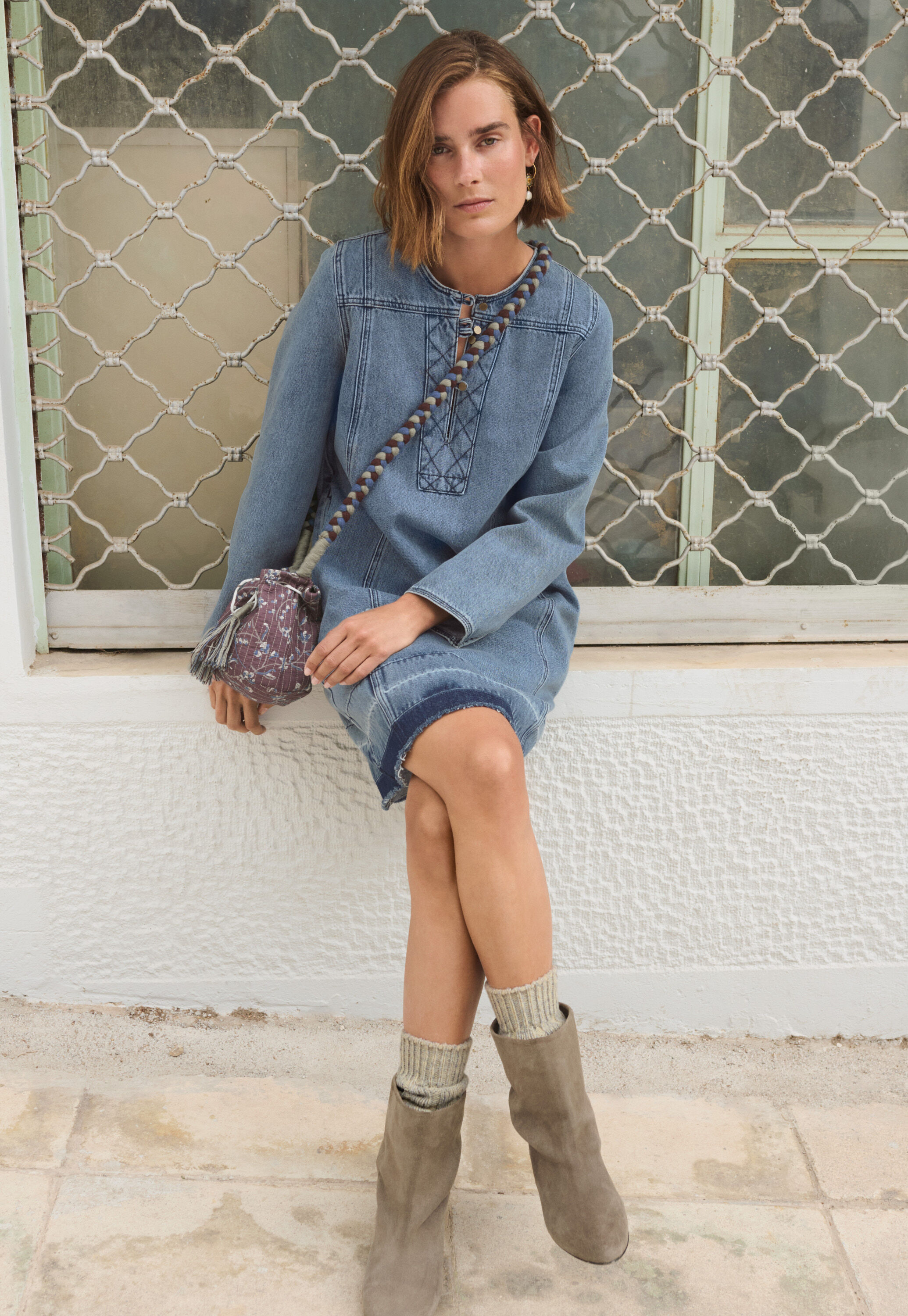 Lace-stitch sweater