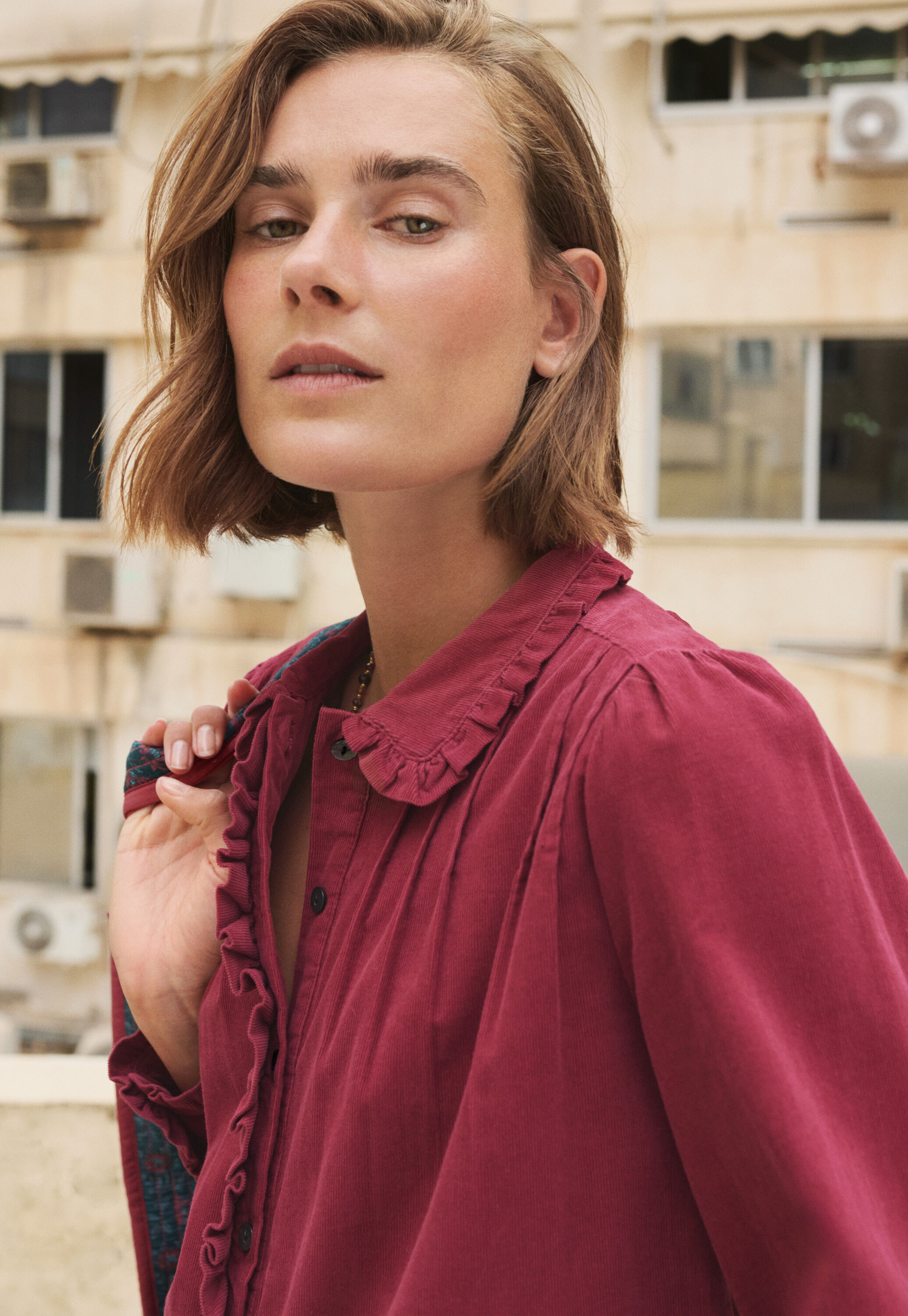 Lace-stitch sweater