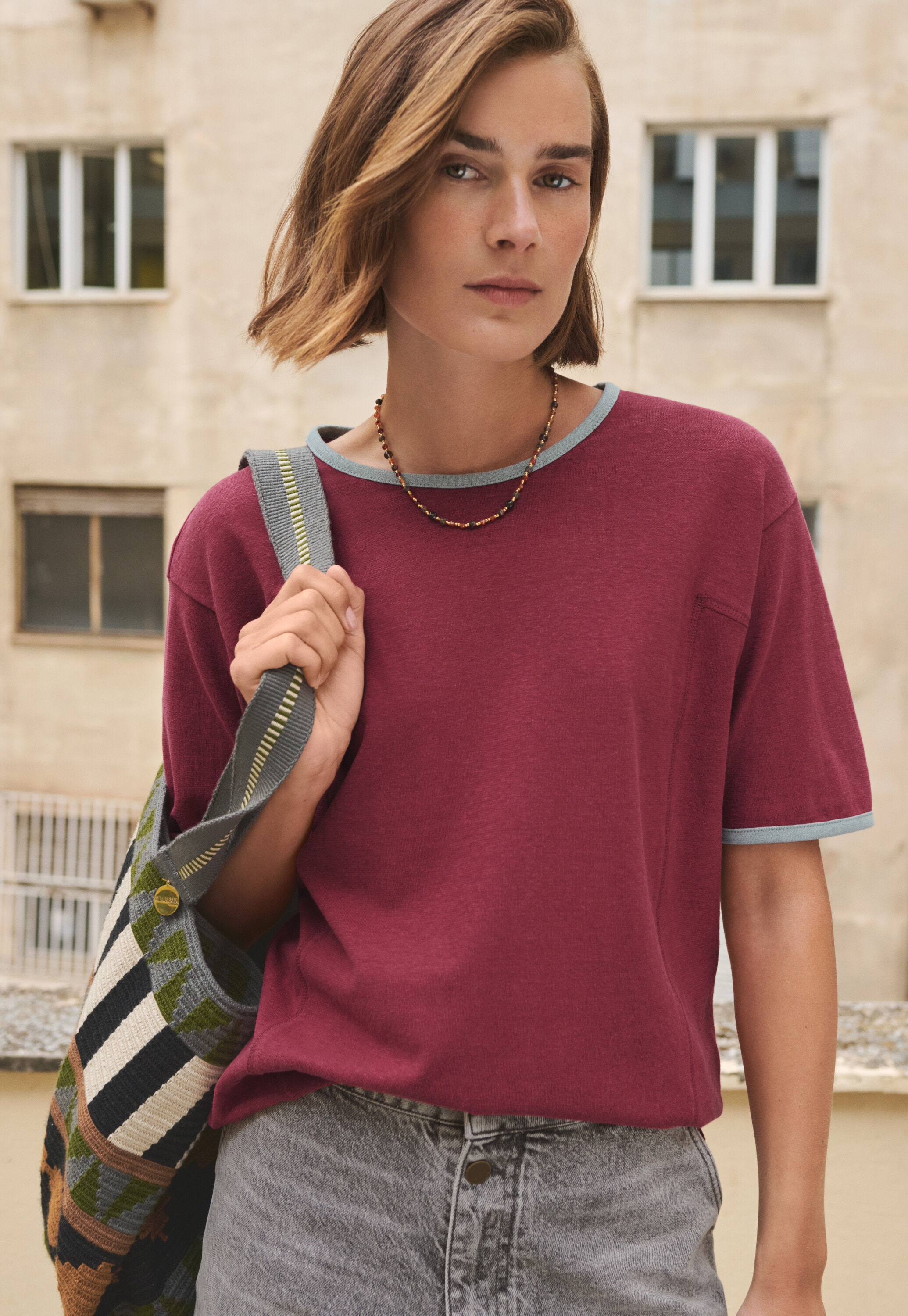 Lace-stitch sweater