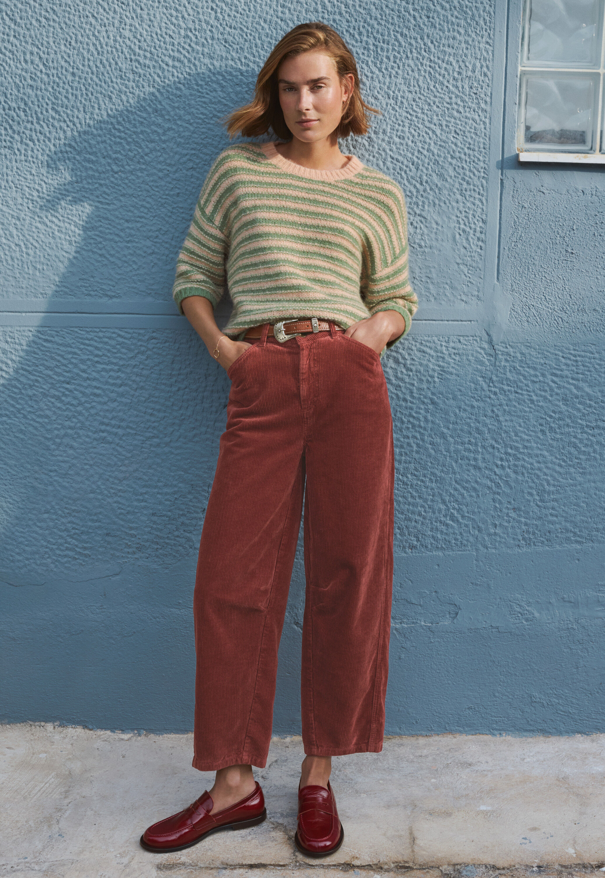 Horseshoe cord trouser, Chilli brown, large