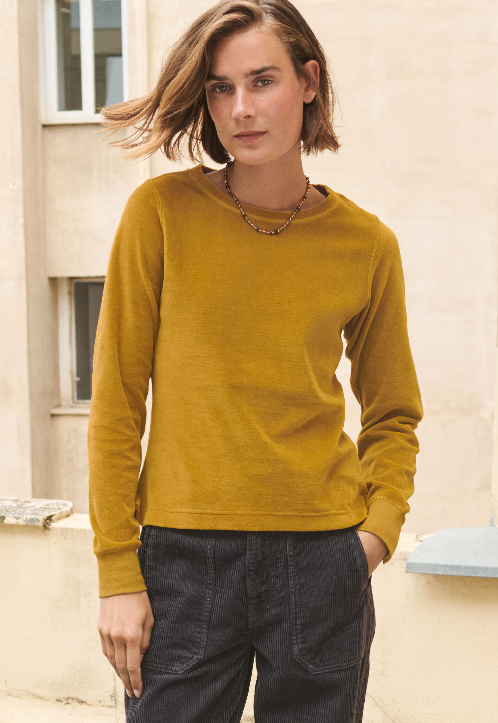 Lace-stitch sweater