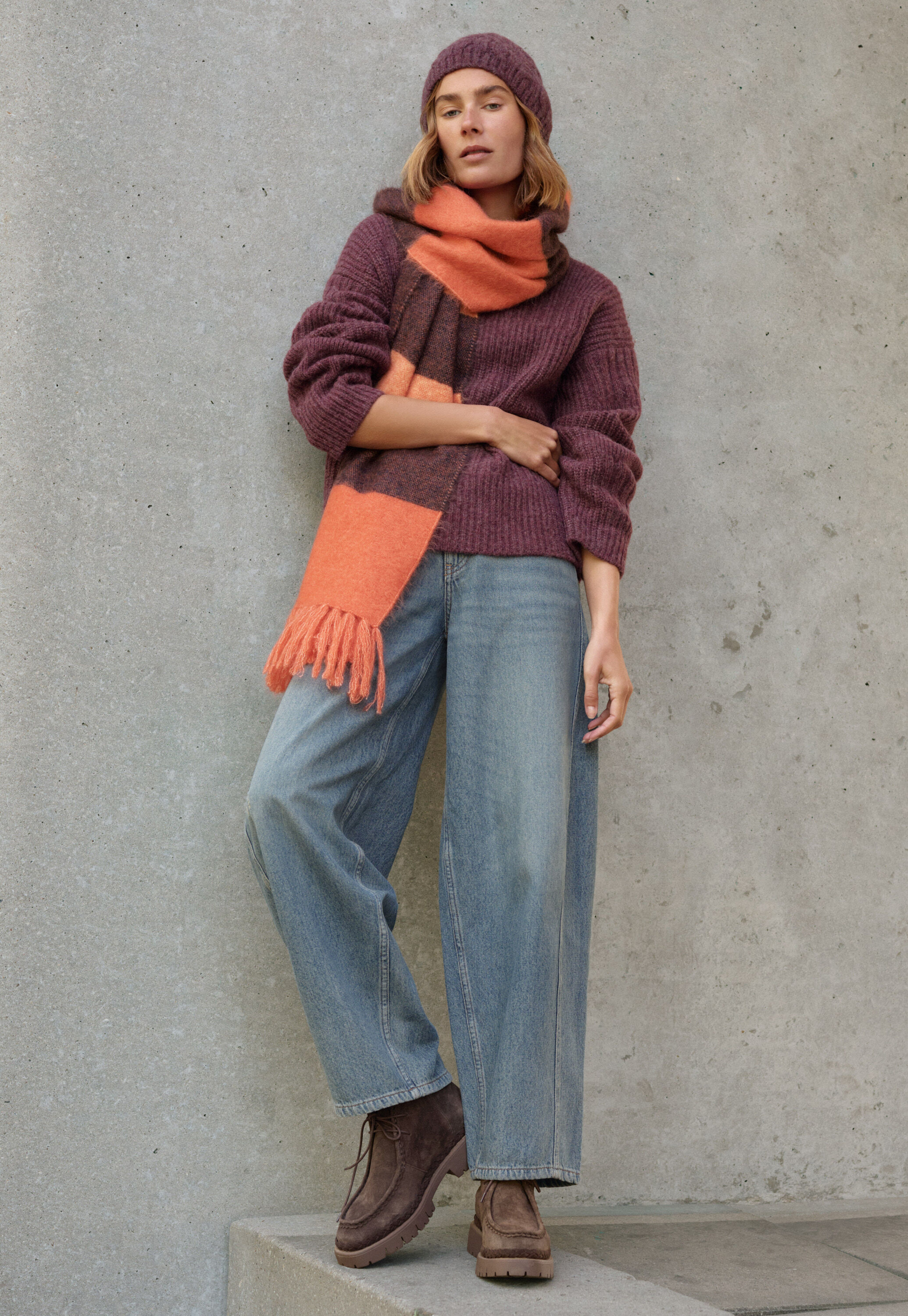 Rib-stitch sweater, Aubergine, large