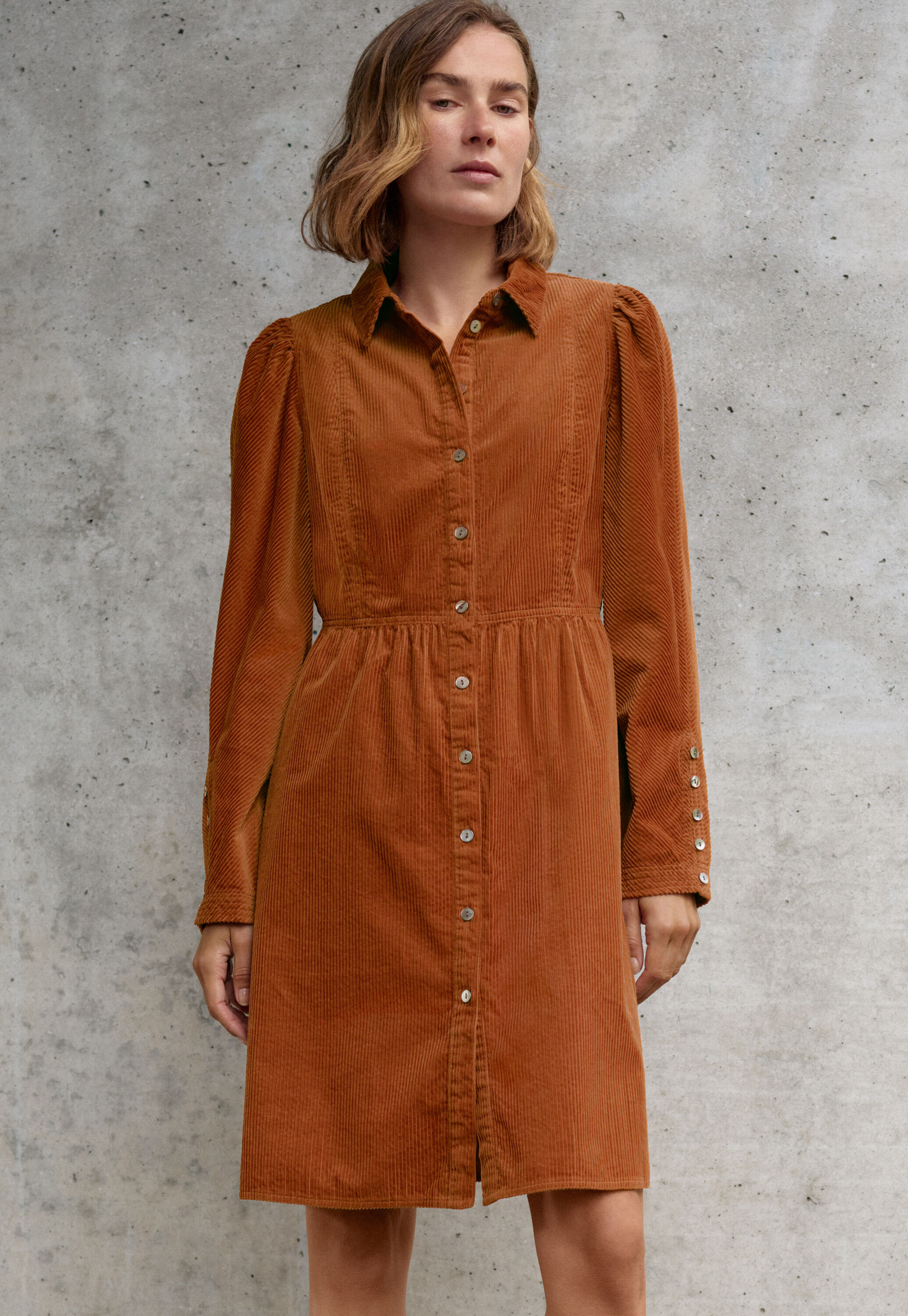 Button-through dress, Bright copper, large