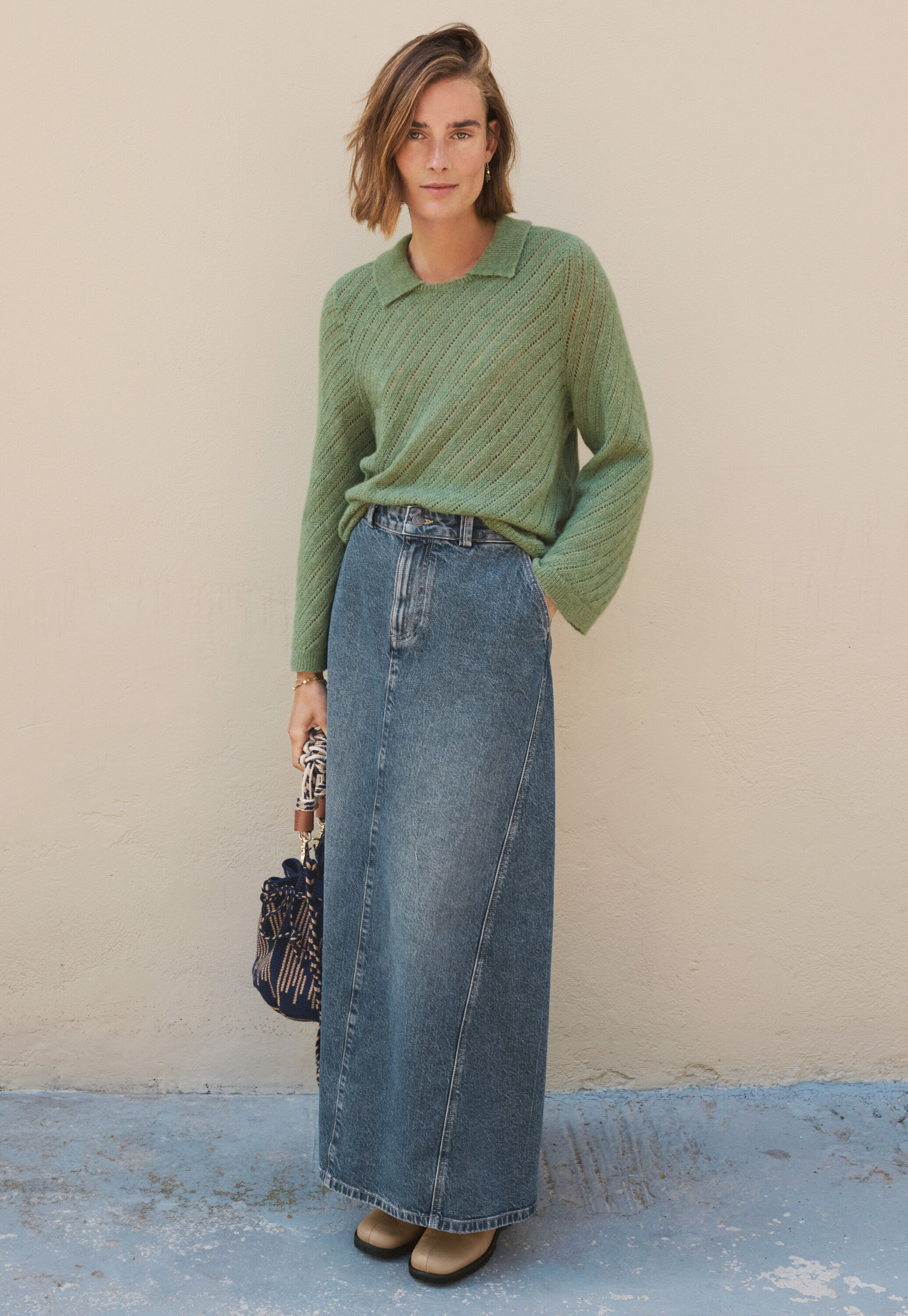 Lace-stitch sweater
