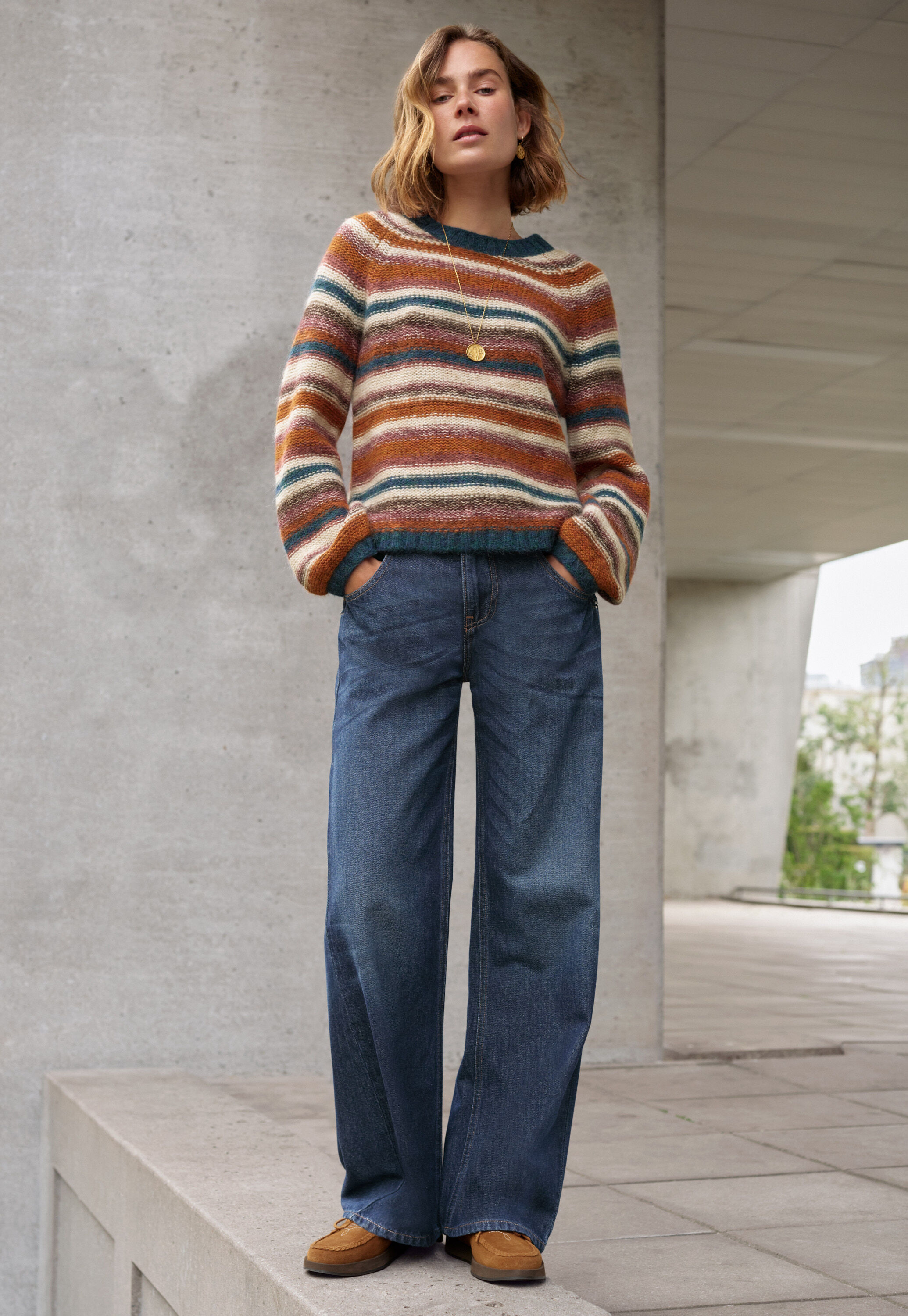 Lace-stitch sweater