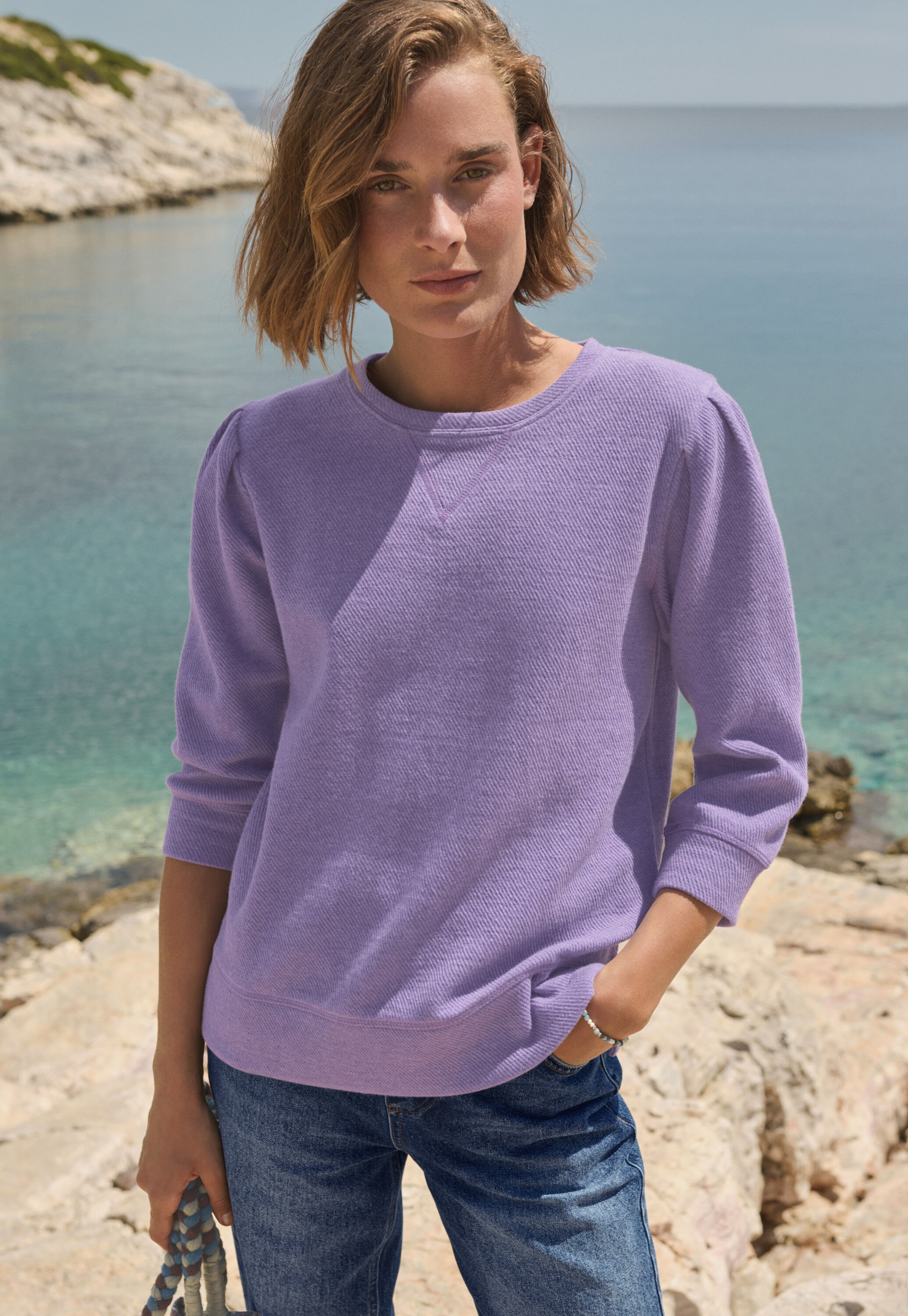 Reverse striped sweater