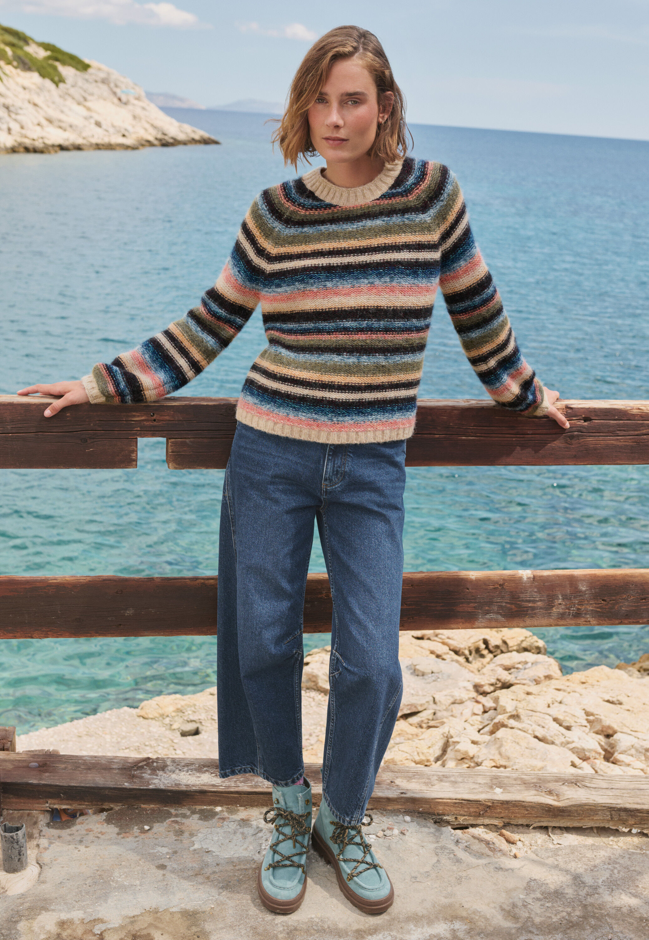 Reverse striped sweater
