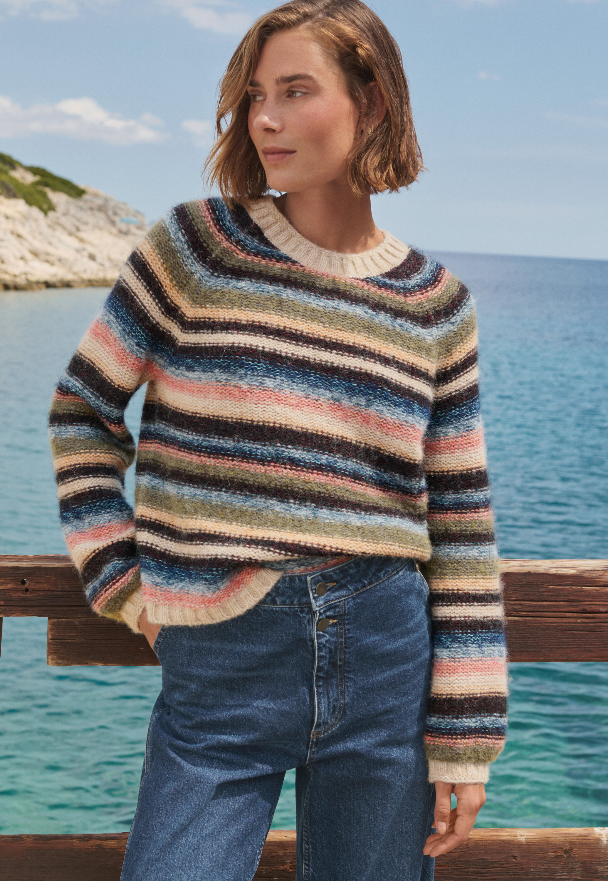 Reverse striped sweater