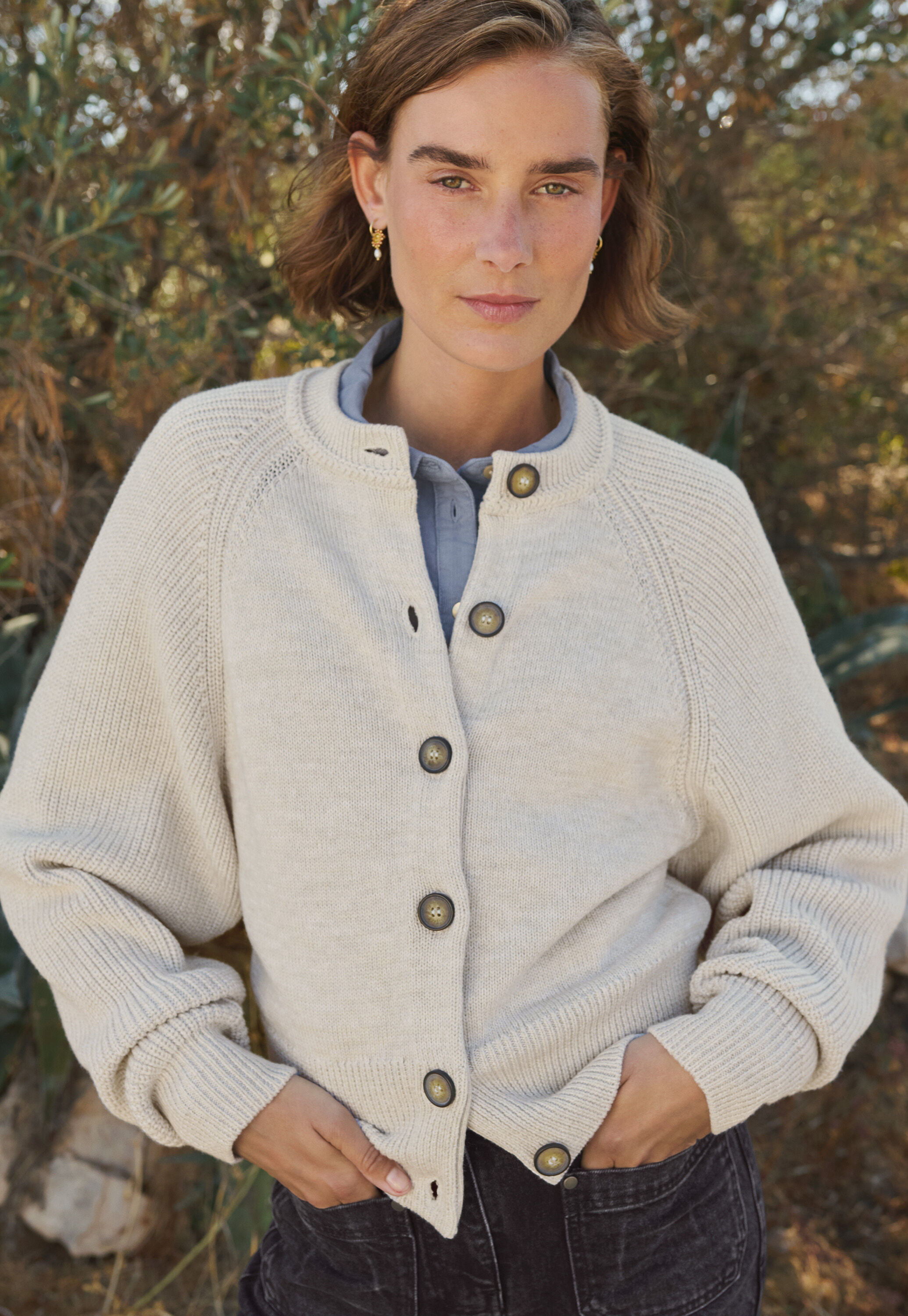 Reverse striped sweater