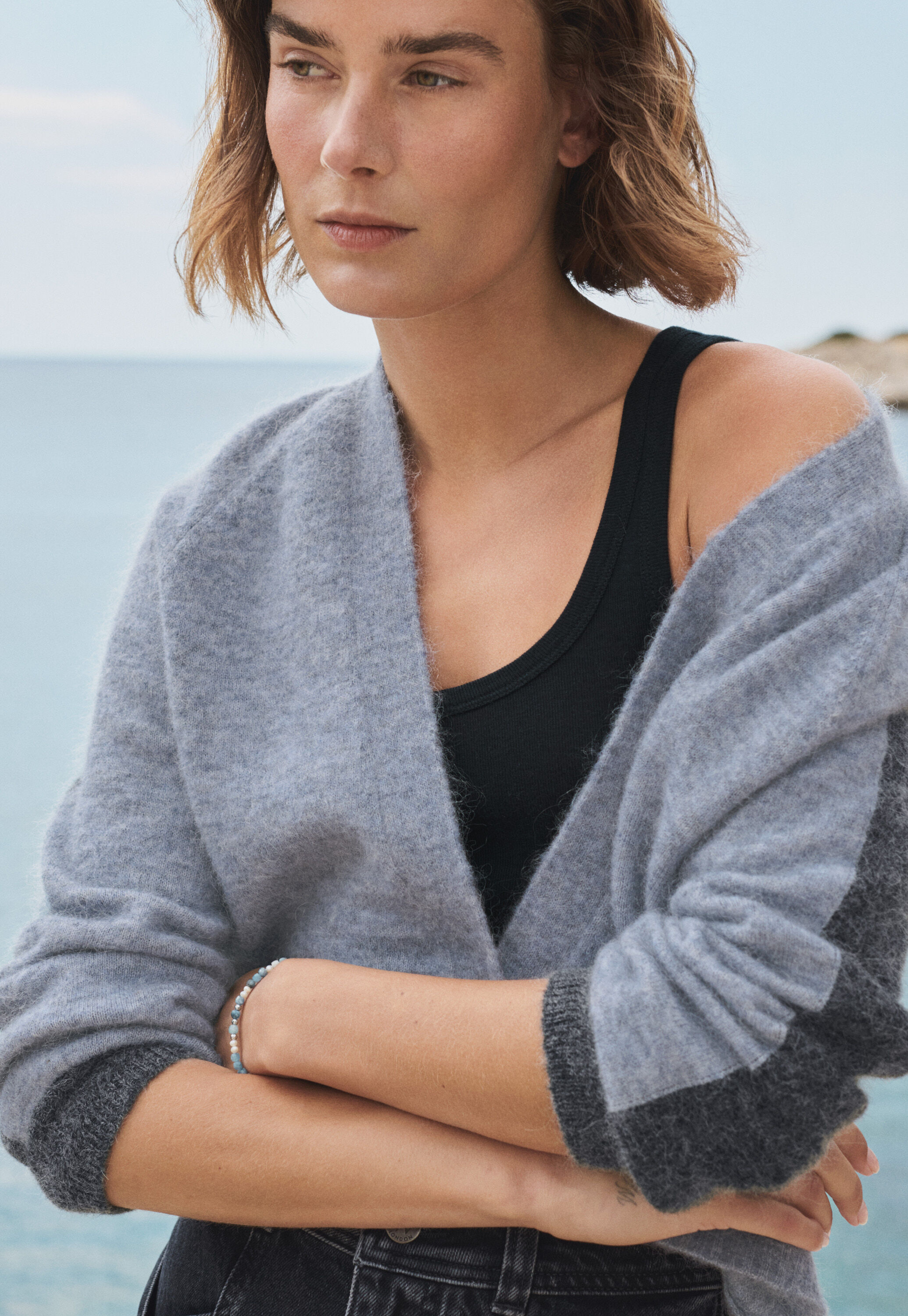 Reverse striped sweater