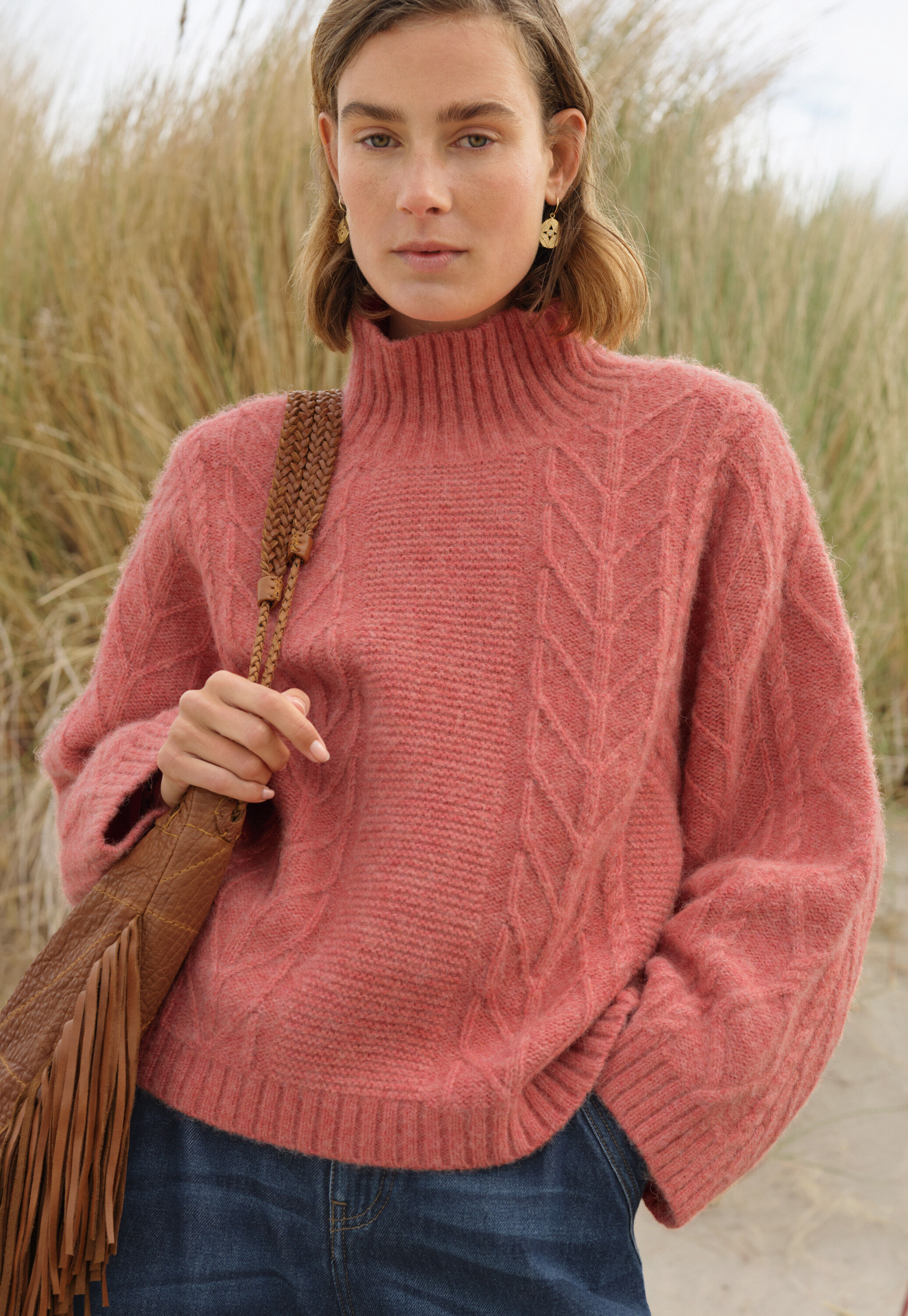 Lace-stitch sweater