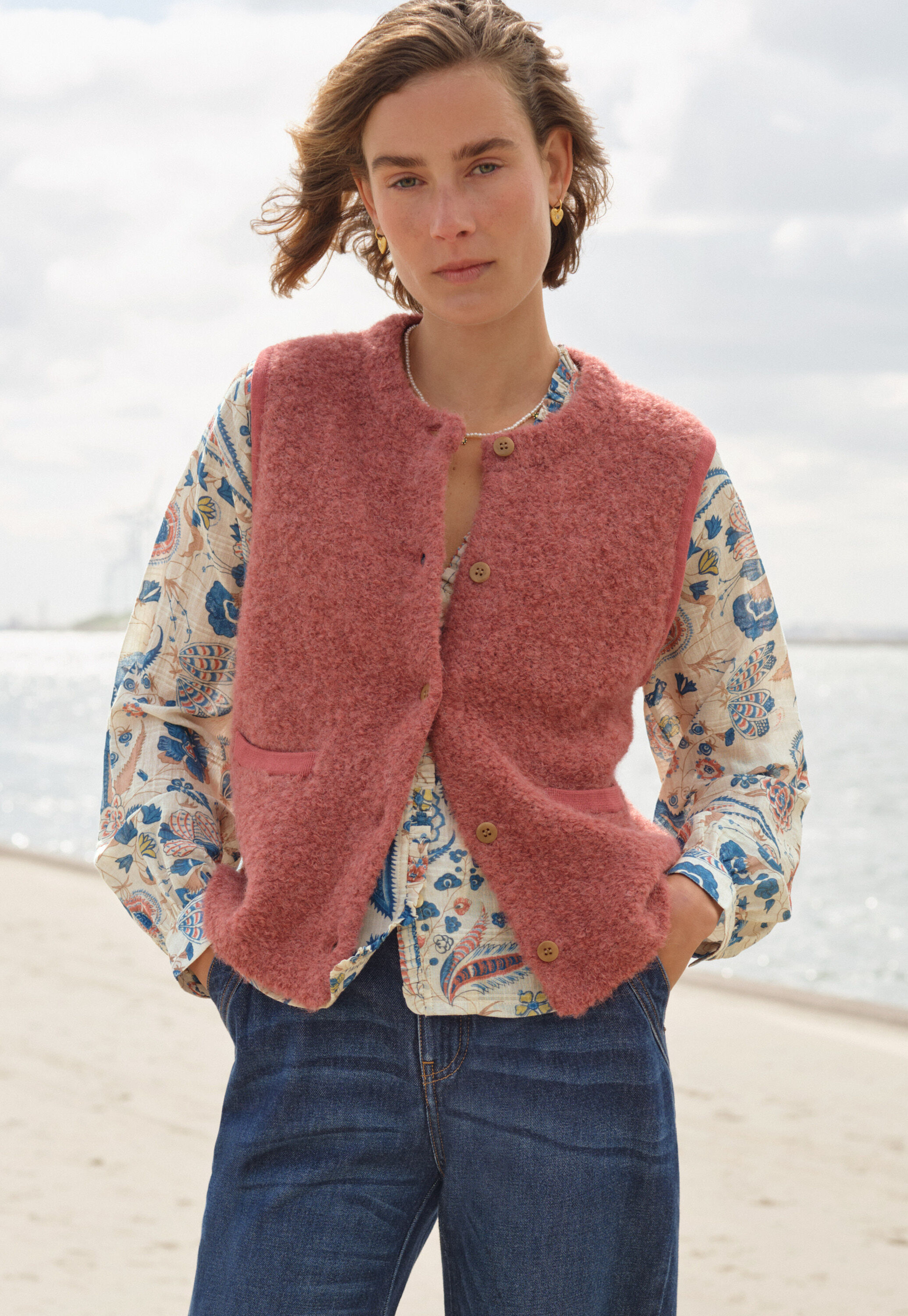 Knitted gilet, Berry twist, large