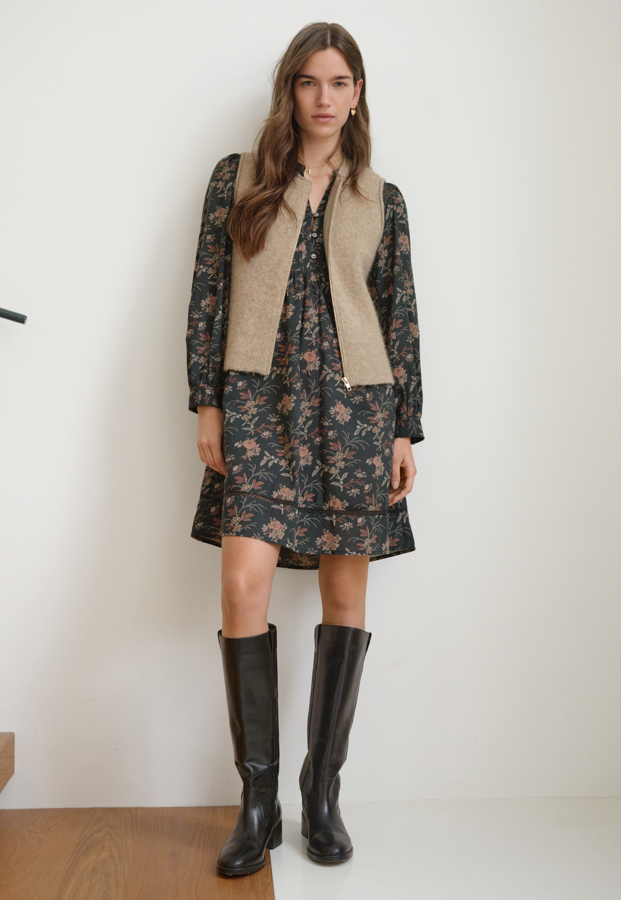 Knitted gilet, Fawn, large