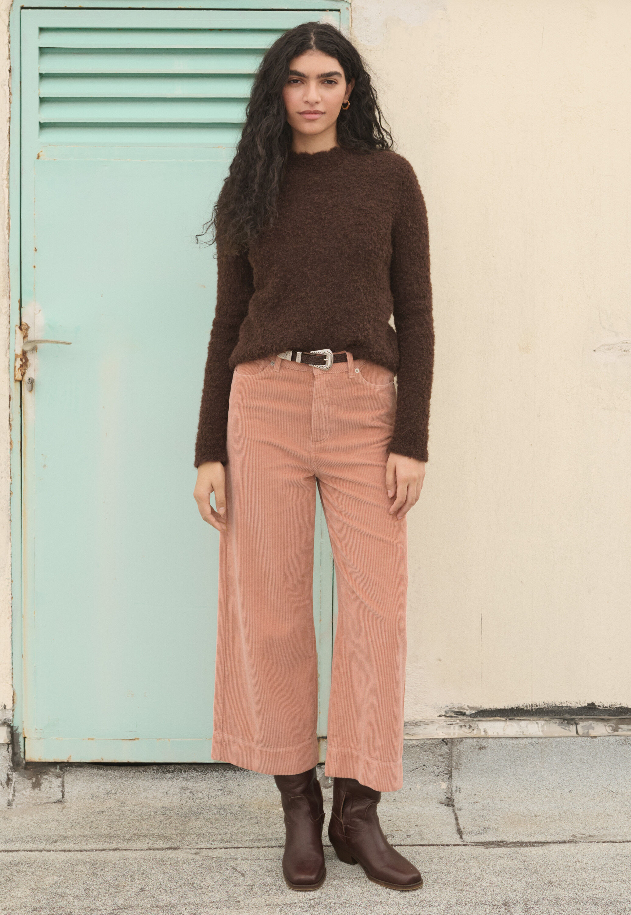 Round-neck sweater, Dark chocolate, large