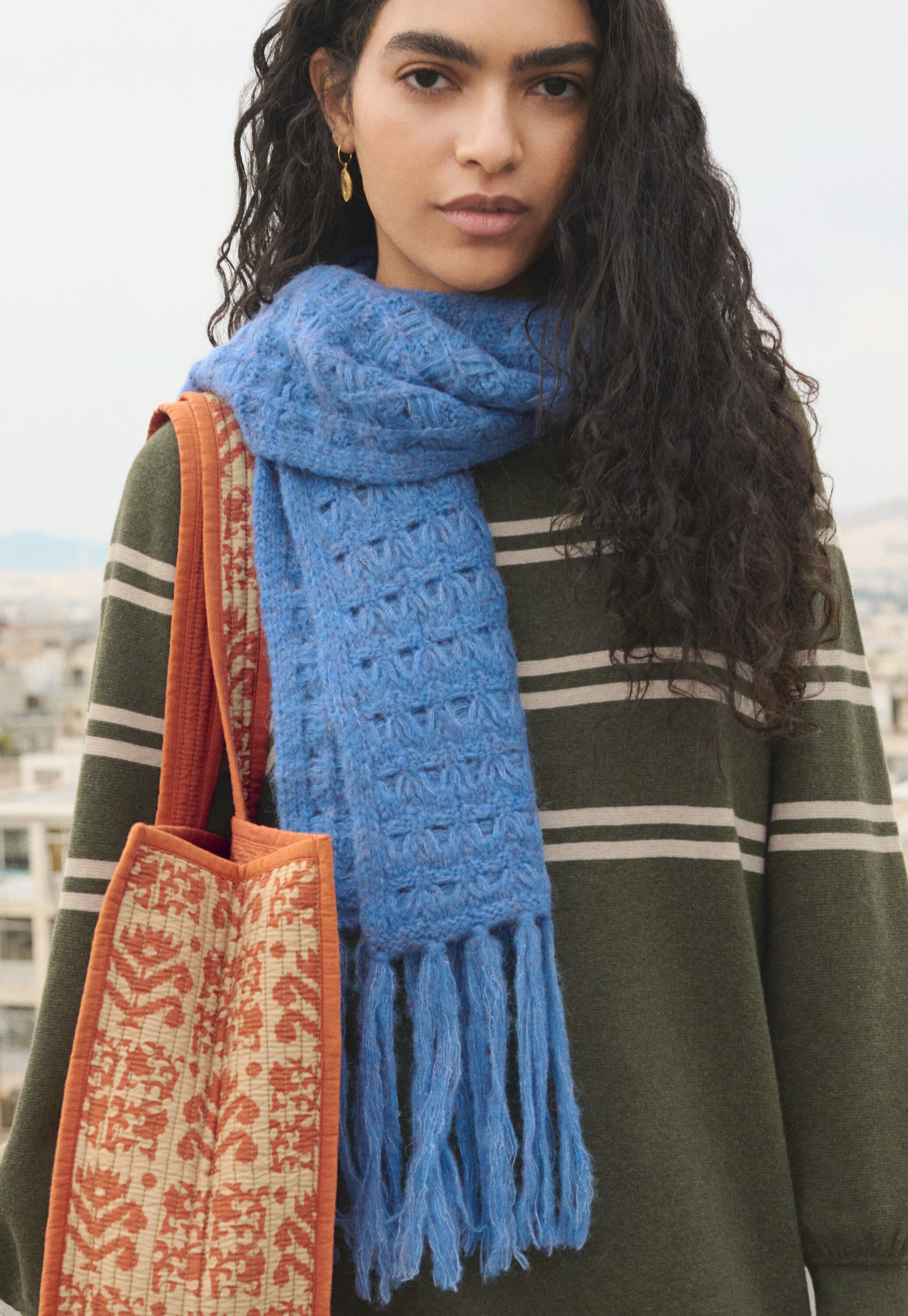 Crochet stitch scarf, Bluebell, large
