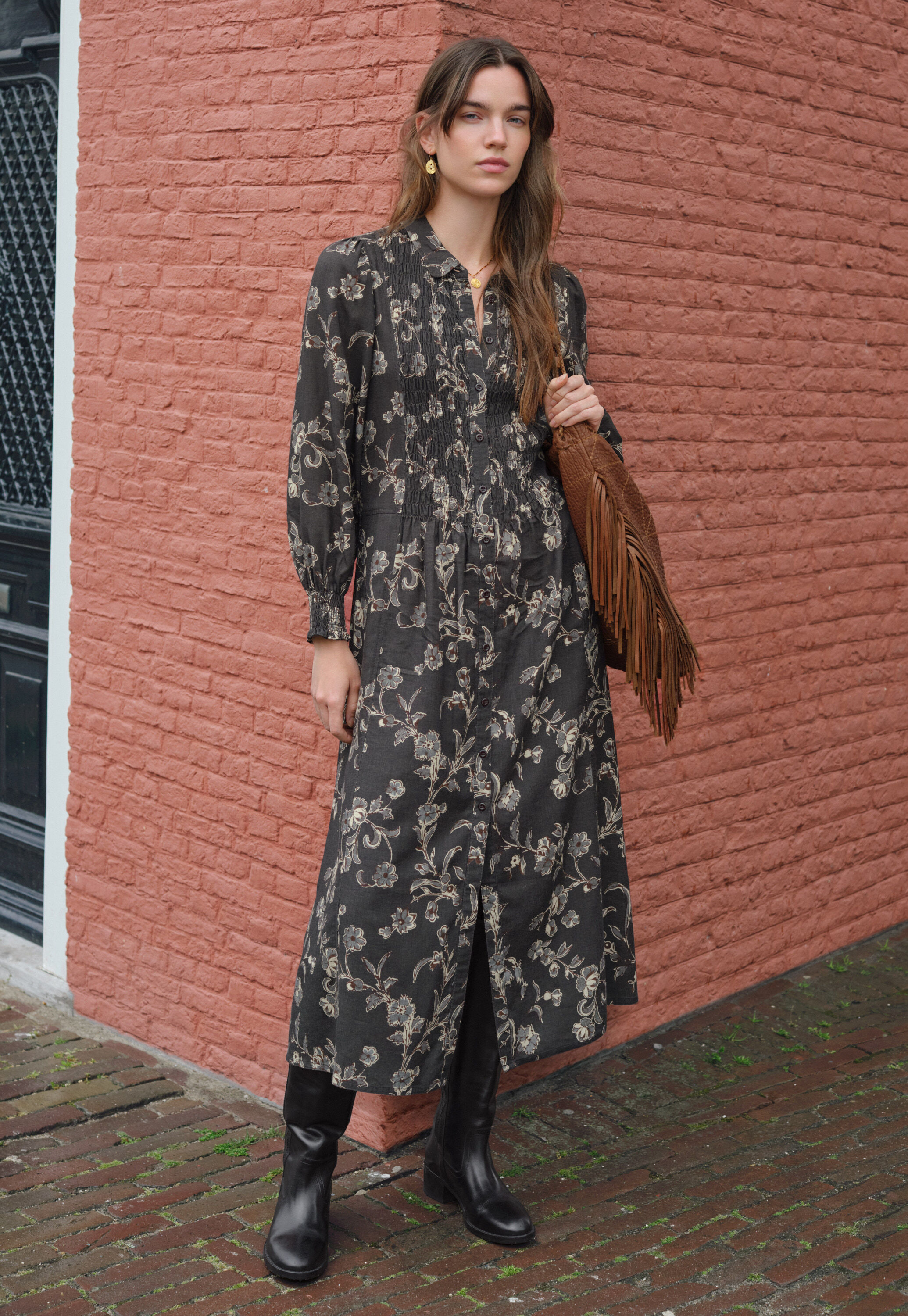 Printed dress, Monochrome, large