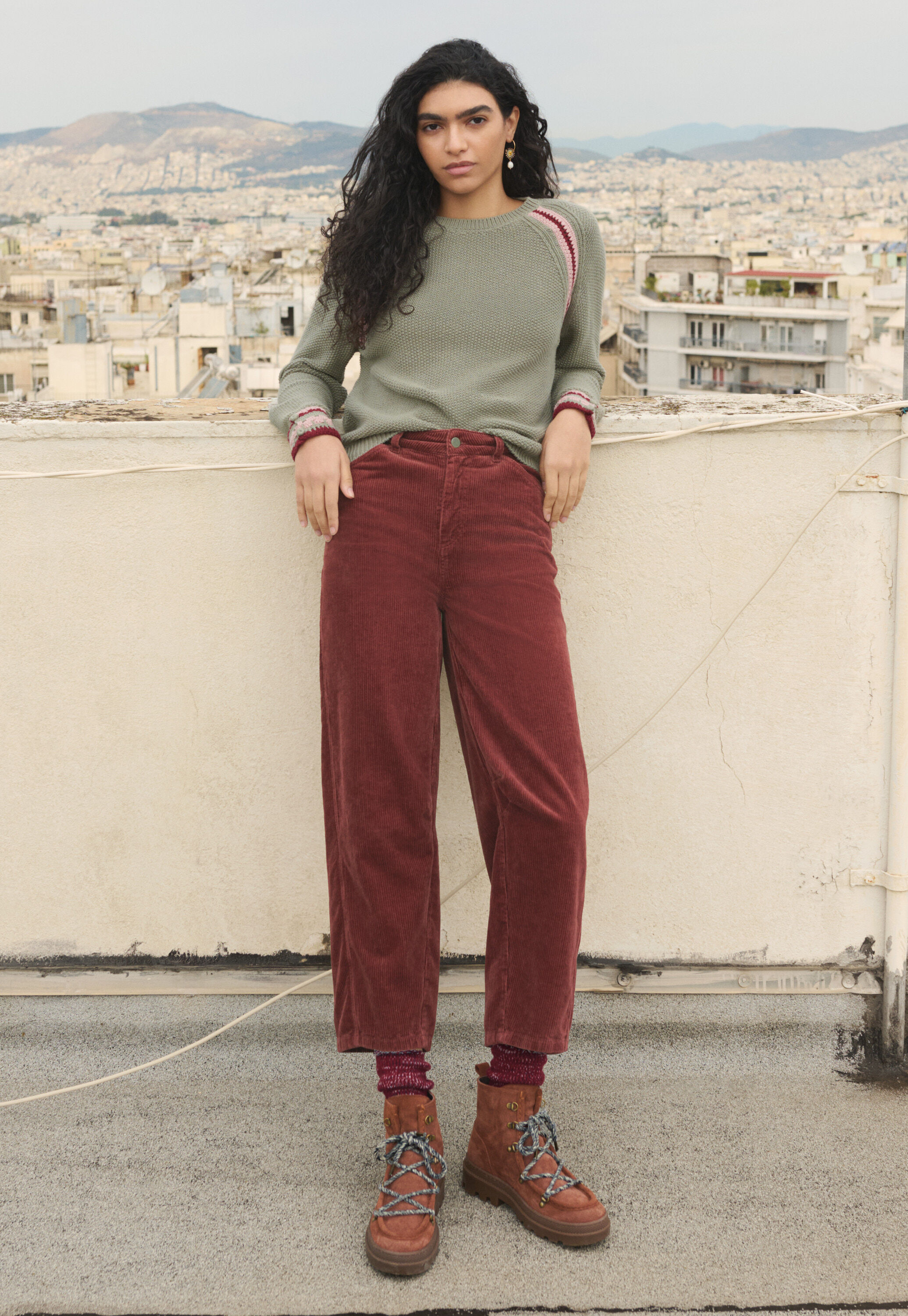 Horseshoe cord trouser, Chilli brown, large