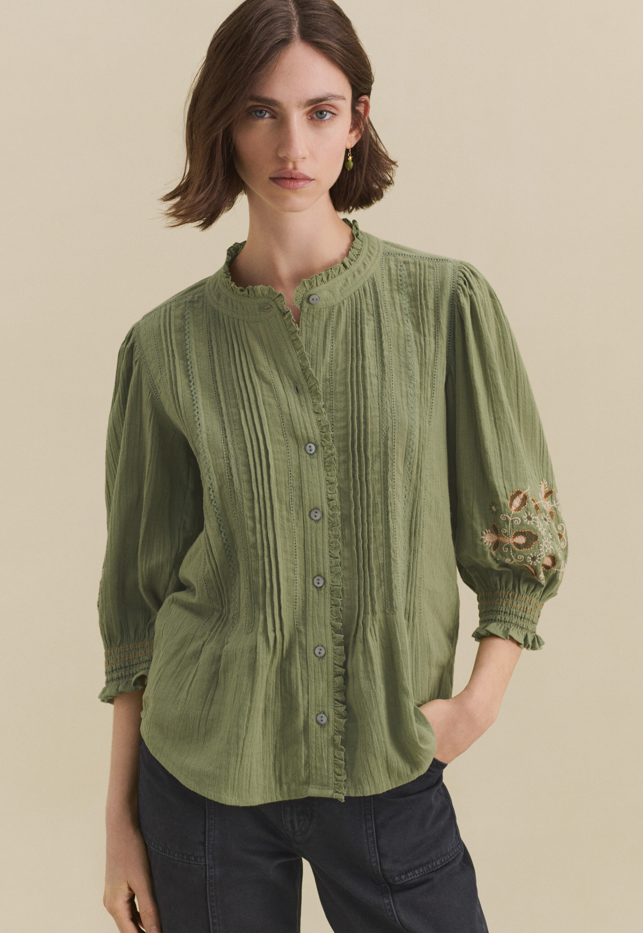 Lace-stitch sweater