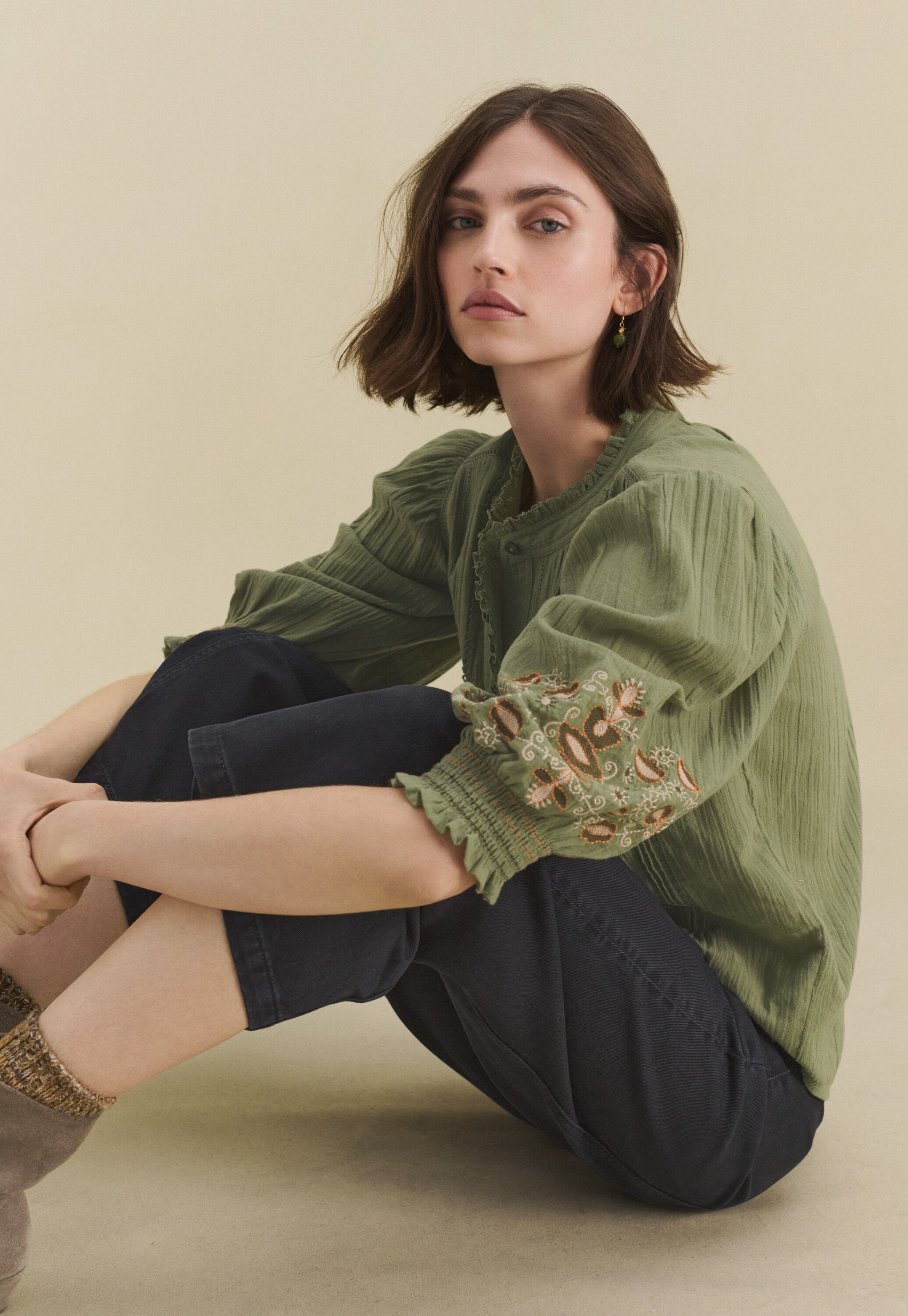 Lace-stitch sweater
