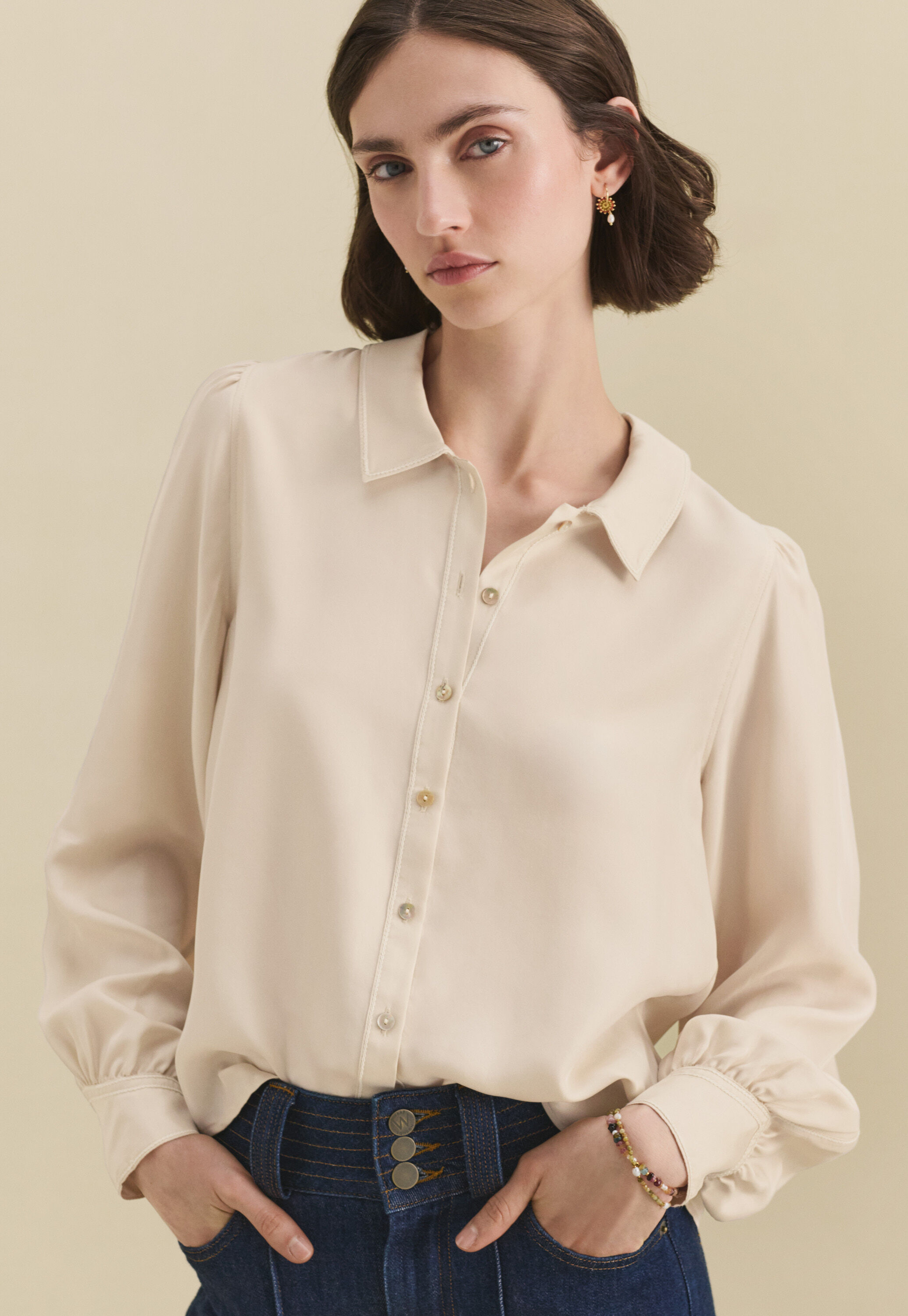 Lace-stitch sweater